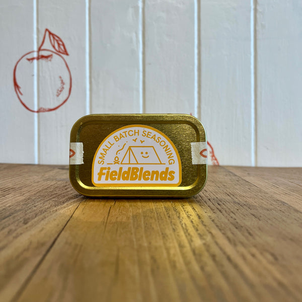 Field blends spice and seasoning tin. Lemon, Sumac and green herb.